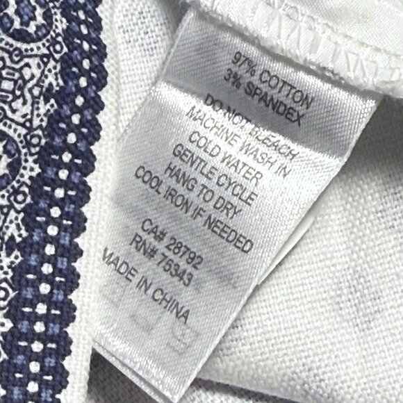 Artisan NY White Blue Print Cotton Spandex Shorts 12 - Picture 6 of 7